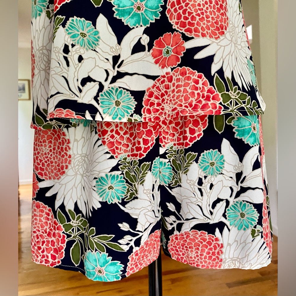dee elle Floral Summer Halter Romper Turquoise Coral - Picture 7 of 14